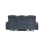 Home Elegance Keziah Blue Power Double Reclining Sofa with Headrests