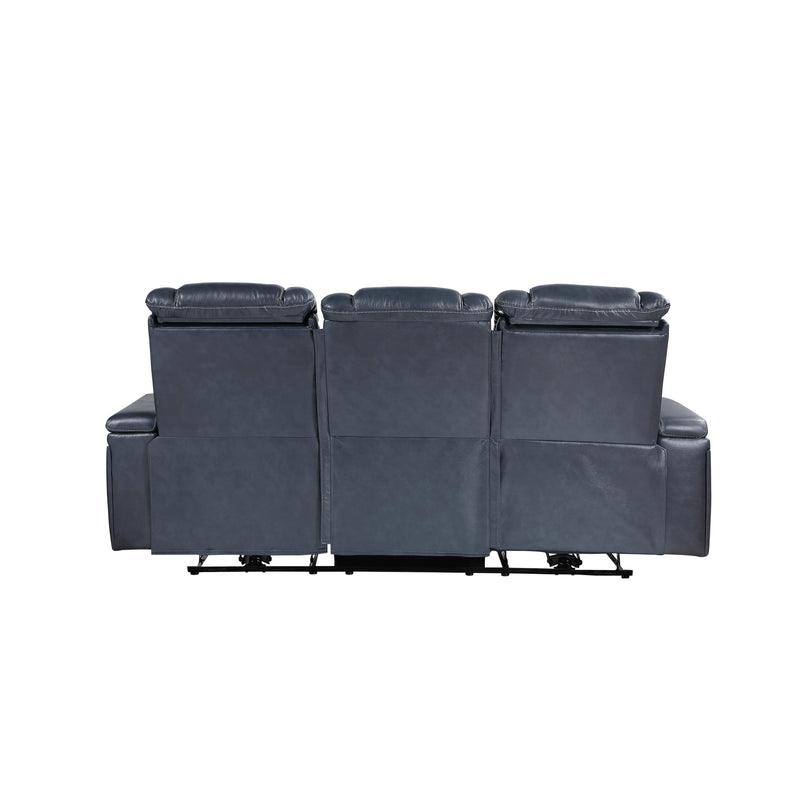 Home Elegance Keziah Blue Power Double Reclining Sofa with Headrests