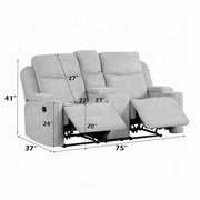 Acme Furniture Galya Light Gray Motion Loveseat with Console