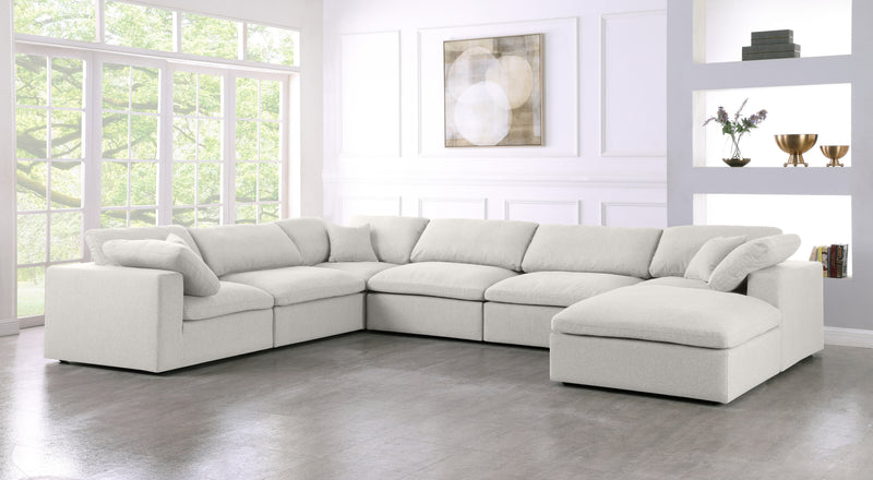 Meridian Furniture Serene Grey Fabric Modular 7pc Sectional with Ottoman