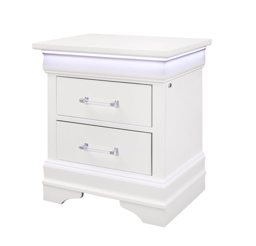 Nightstand With LED - White Finish Charlie Series By Global Furniture