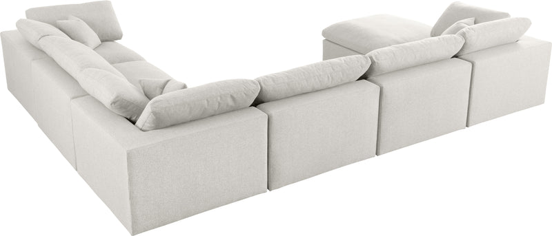 Meridian Furniture Serene Grey Fabric Modular 7pc Sectional with Ottoman