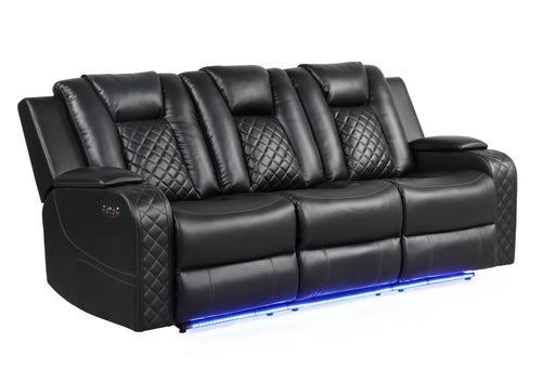 Galaxy Home Benz Black LED Power Reclining Sofa
