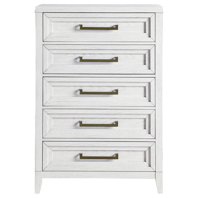 Coaster Furniture Marielle Distressed White 5 Drawer Chest