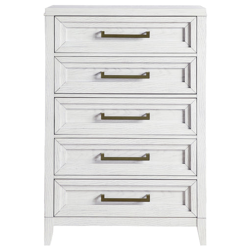Coaster Furniture Marielle Distressed White 5 Drawer Chest