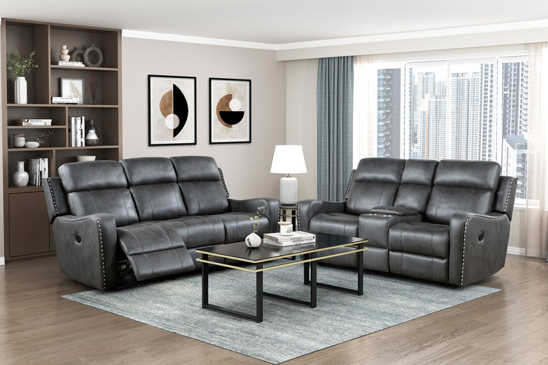 Home Elegance Kellen Dark Gray Power 2pc Living Room Set