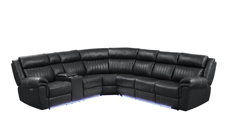 Galaxy Home Aviator Black Recliner Sectional