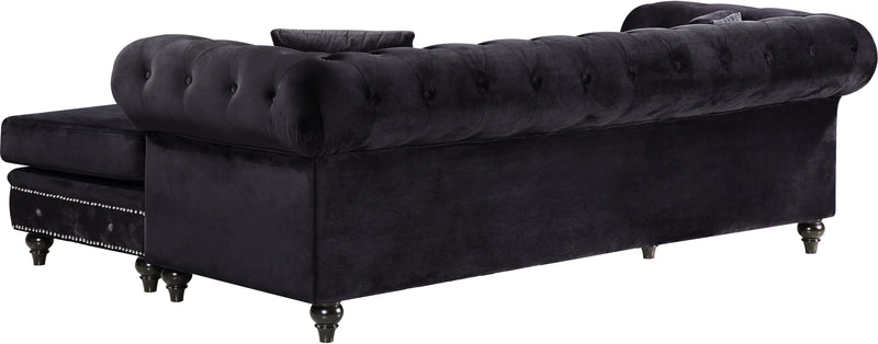 Meridian Furniture Sabrina Navy Velvet 2pc Reversible Sectional