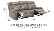 Glory Furniture Ward Pearl Faux Leather Double Reclining Sofa