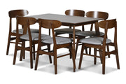New Classic Furniture Morocco Walnut Brown Dark Gray 7pc Dining Room Set