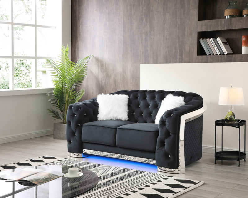 Glory Furniture Sapphire Black Loveseat