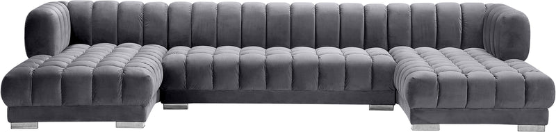 Meridian Furniture Gwen Black Velvet 3pc Sectional