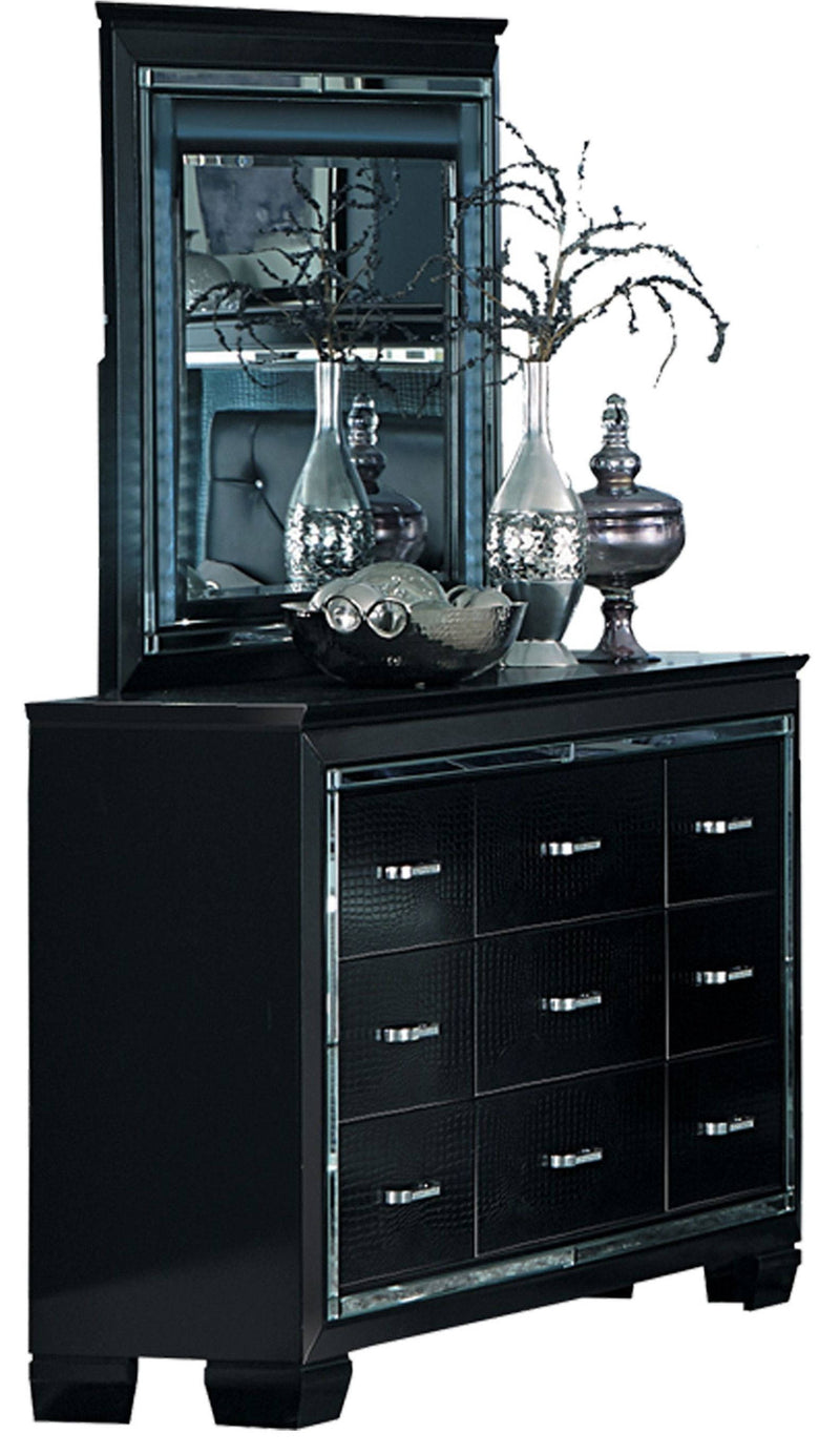 Home Elegance Allura Black Dresser and Mirror