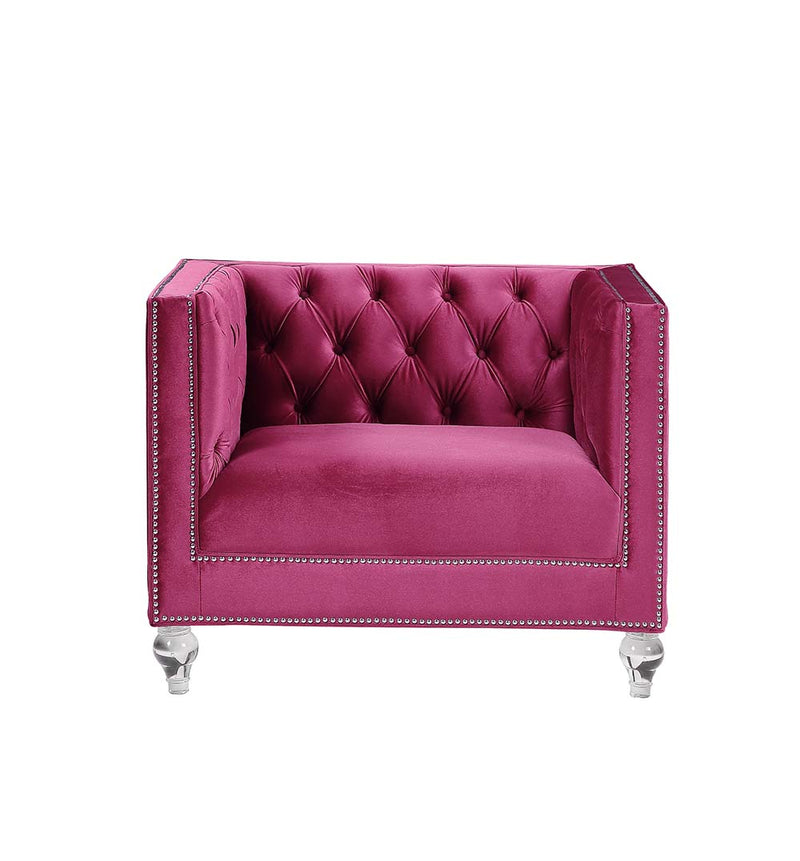 Acme Furniture Heibero Burgundy Velvet Chair