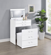 Coaster Furniture Danbury White High Gloss Makeup Vanity and Stool Set