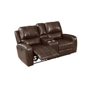 New Classic Furniture Linton Brown Console Loveseat With Dual Recliners