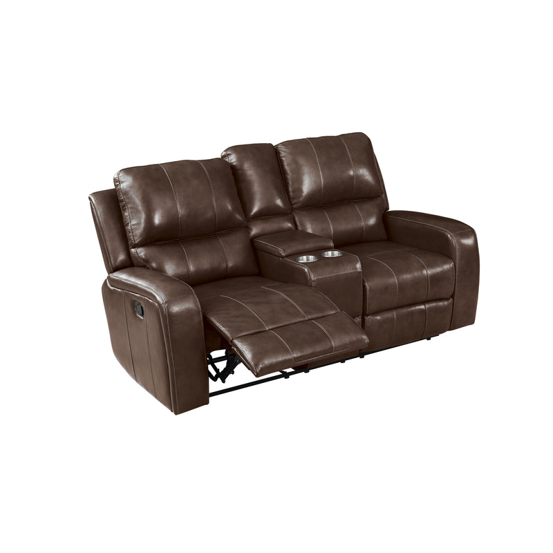 New Classic Furniture Linton Brown Console Loveseat With Dual Recliners