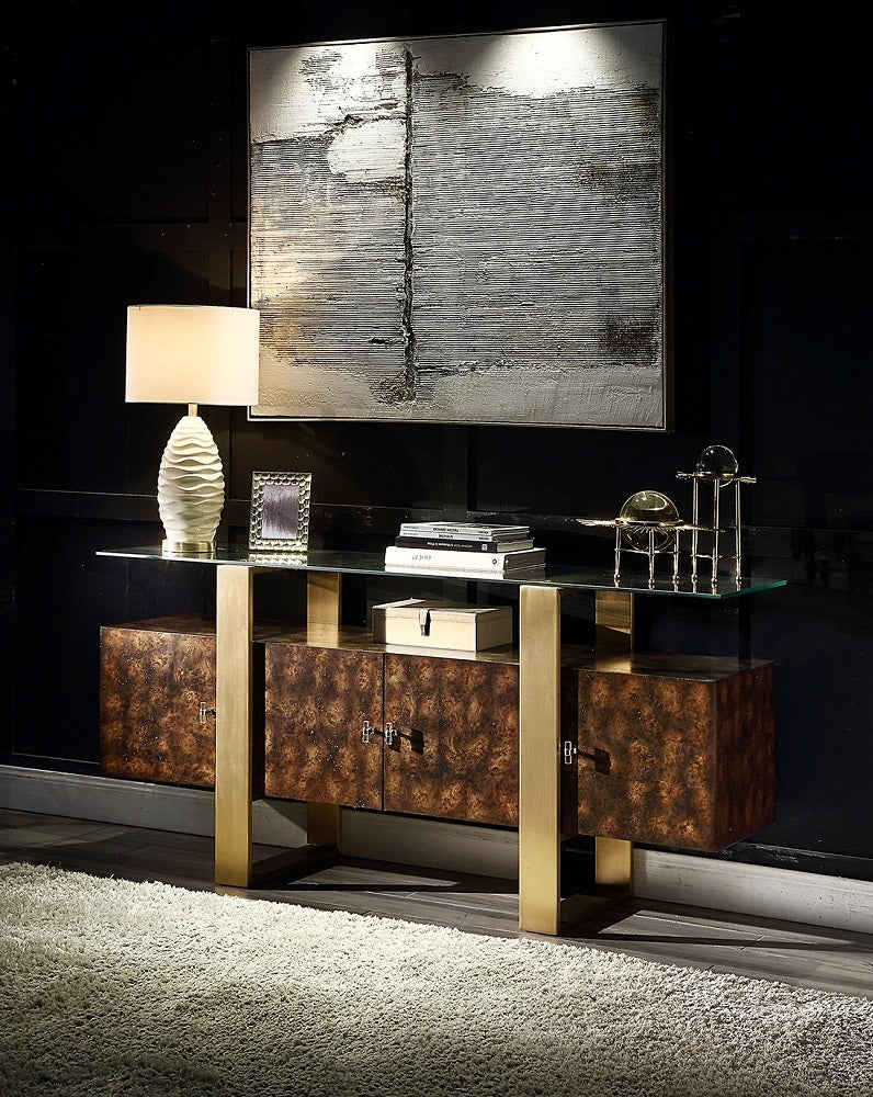 Acme Furniture Mabyn Brass Antique Brown Console Cabinet