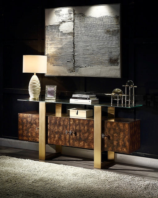 Acme Furniture Mabyn Brass Antique Brown Console Cabinet
