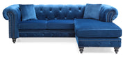 Glory Furniture Nola Navy Blue Velvet Reversible Sectional