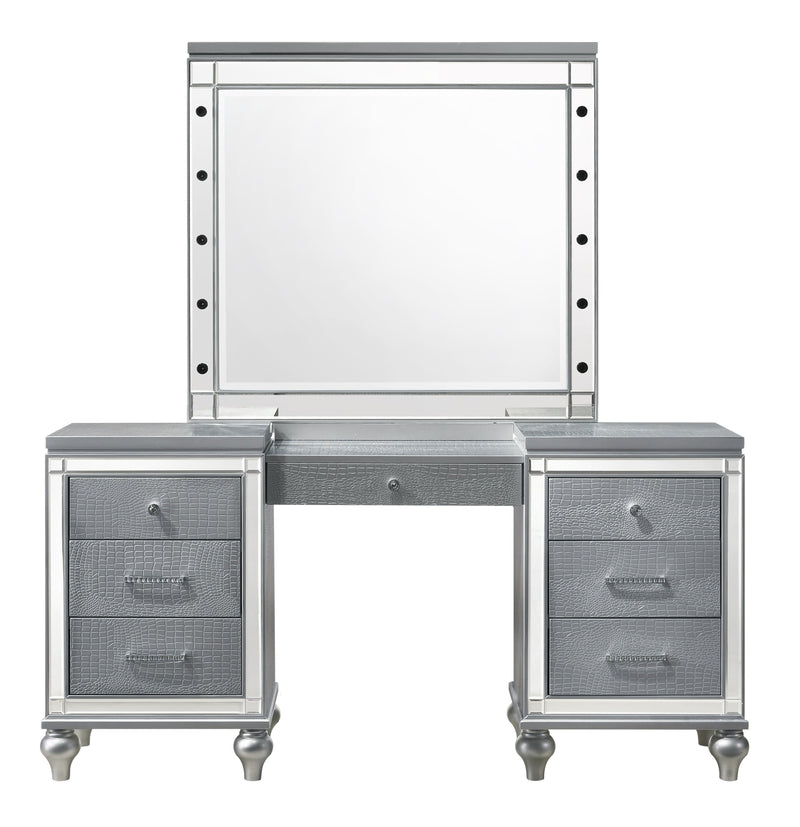 New Classic Furniture Valentino White Vanity Desk with Mirror