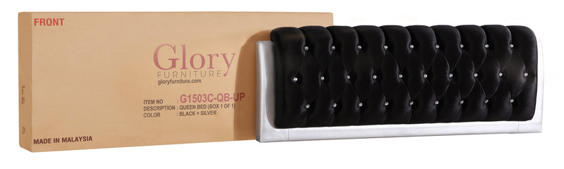 Glory Furniture Marilla Silver Faux Leather King Bed