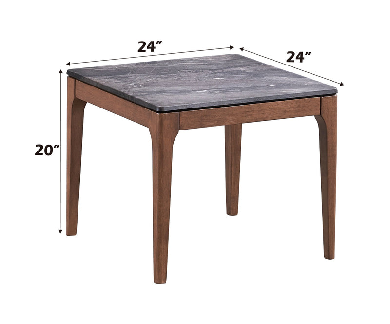 Acme Furniture Bevis Engineered Stone Walnut End Table