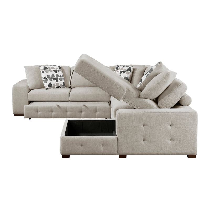 Home Elegance Raife Taupe 4pc Sectional with Right Chaise
