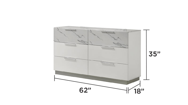 Galaxy Home Mist White Dresser and Mirror