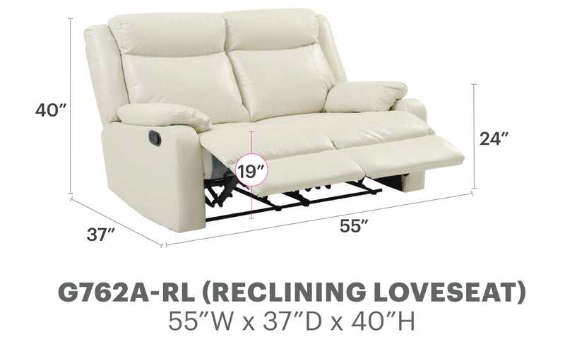 Glory Furniture Ward Pearl Faux Leather Double Reclining Love Seat