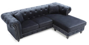 Glory Furniture Nola Black Velvet Reversible Sectional