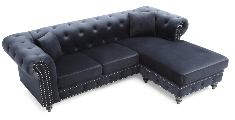 Glory Furniture Nola Black Velvet Reversible Sectional