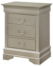 Glory Furniture Louis Phillipe Silver Champagne 3 Drawers Nightstand