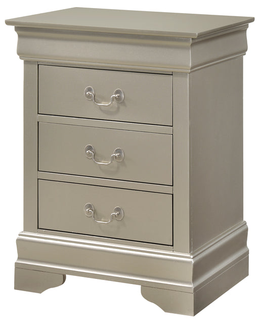 Glory Furniture Louis Phillipe Silver Champagne 3 Drawers Nightstand