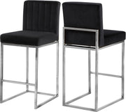 Meridian Furniture Giselle Black Velvet Chrome Counter Height Stool