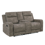 Home Elegance Muncie Brown Gray Double Reclining Love Seat with Console