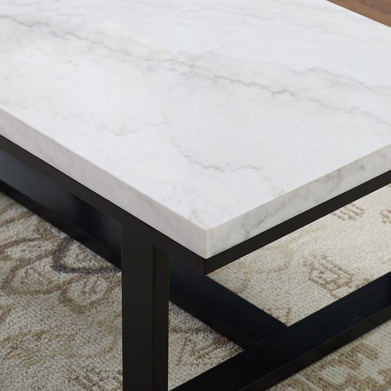 Steve Silver Lucca White Marble Top End Table