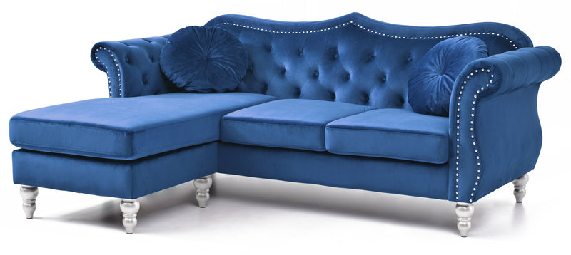 Glory Furniture Hollywood Navy Blue Sofa Chaise
