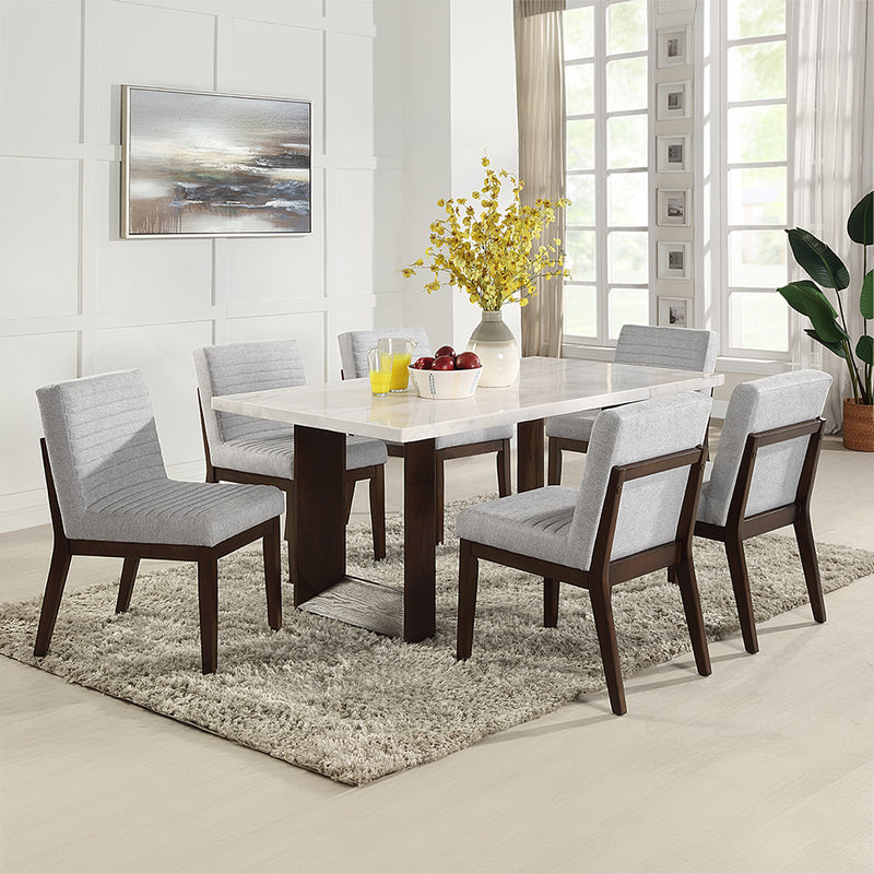 Acme Furniture Edwyn White Gray Espresso 7pc Dining Room Set