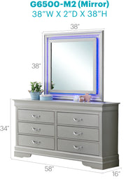 Glory Furniture Lorana White Pearl LED Mirror