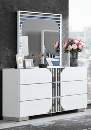 Global Furniture Talia White Mirror with LED