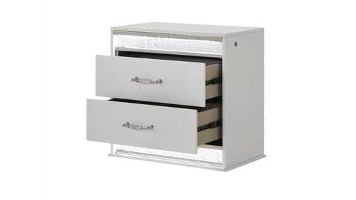 Galaxy Home Glam White 2 Drawer Nightstand