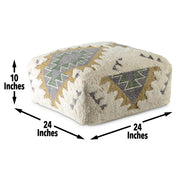 Steve Silver Lyssa Tan Sand Jacquard Fabric Printed Pouf