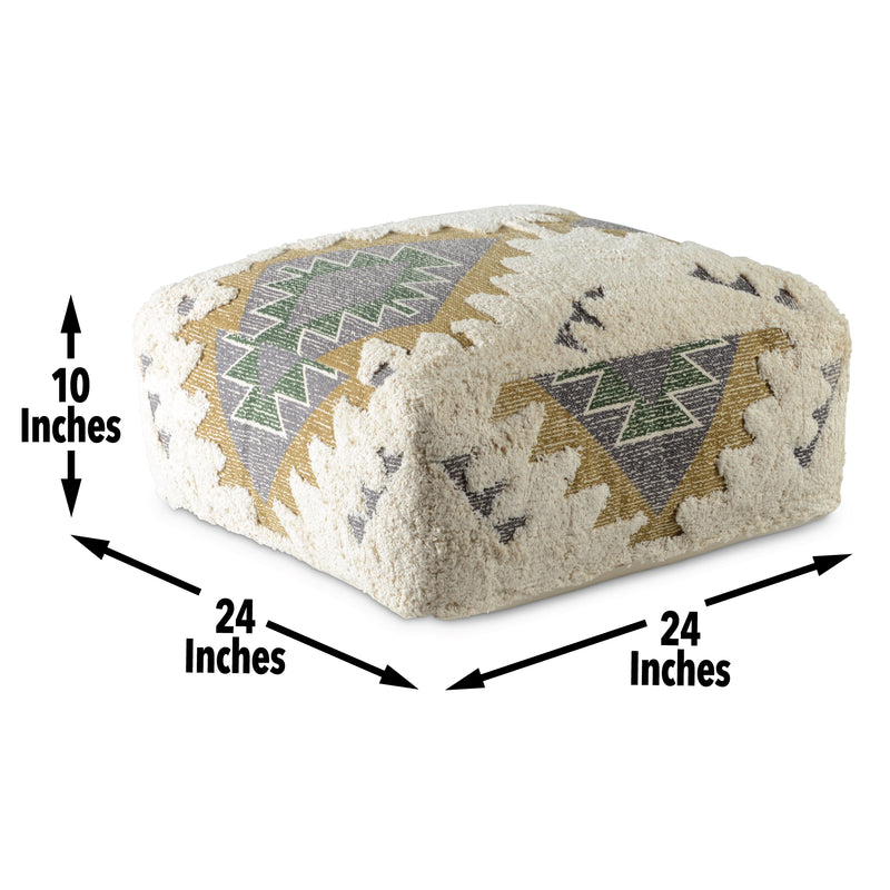 Steve Silver Lyssa Tan Sand Jacquard Fabric Printed Pouf