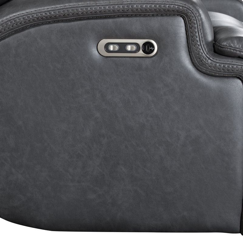 New Classic Furniture Titan Gray Console Loveseat with Power Headrest Footrest