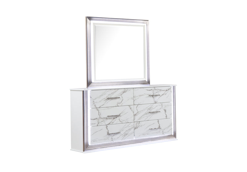 Galaxy Home Desire White Dresser and Mirror