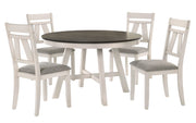 New Classic Furniture Maisie White Brown 5pc Round Dining Room Set