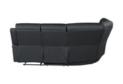 Global Furniture U6024 Black PU Sectional with LED and 2 Recliners