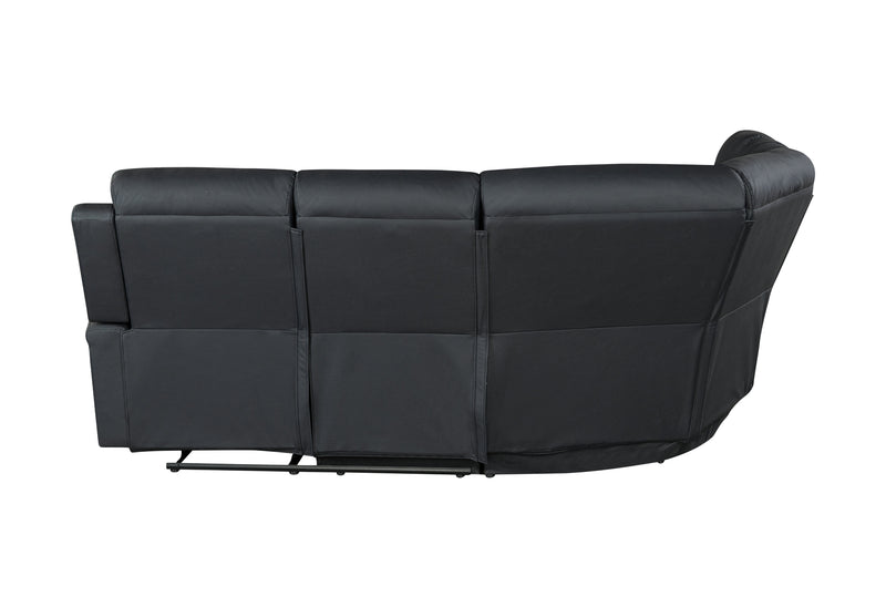 Global Furniture U6024 Black PU Sectional with LED and 2 Recliners
