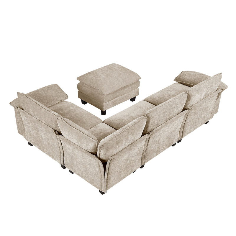 Home Elegance Dublin Taupe 5pc Modular Sectional with Ottoman